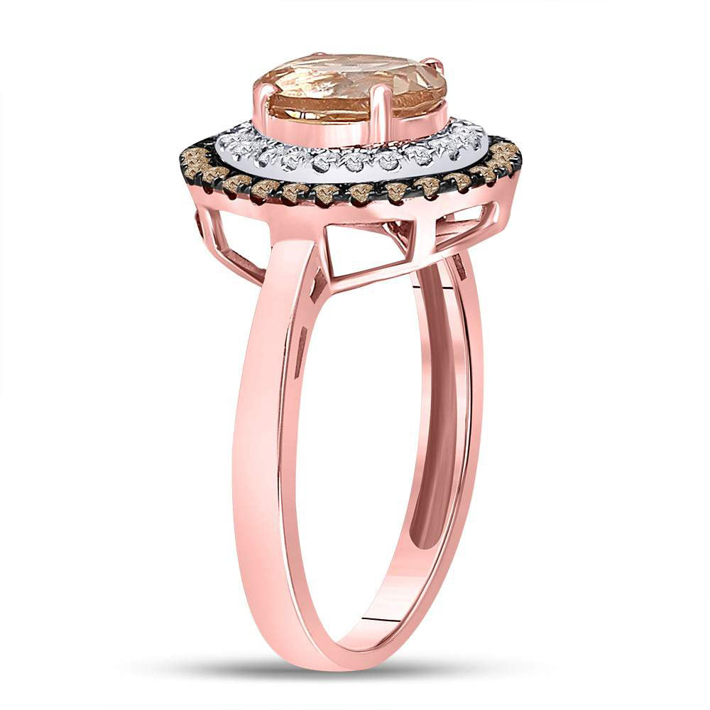 10K Rose Gold Womens Oval Morganite Solitaire Diamond Fashion Ring 1-1/2 Cttw, Womens Size: 5-10