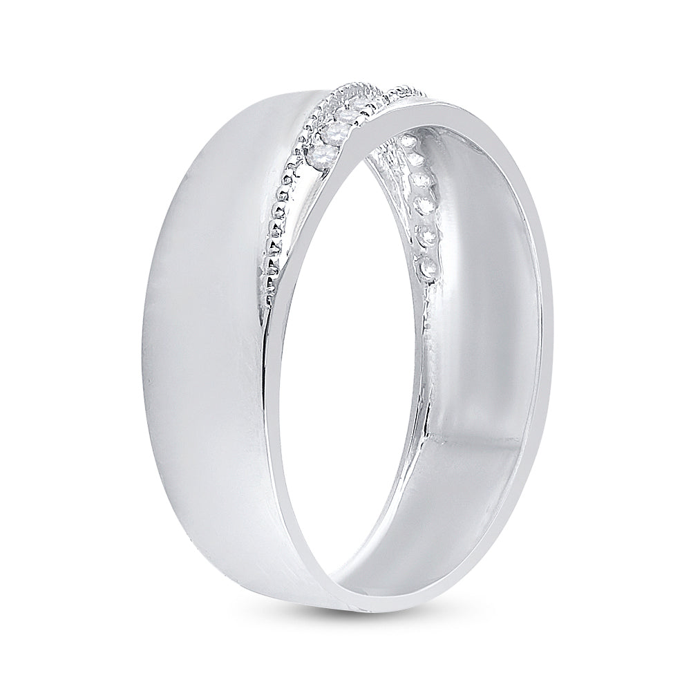 Sterling Silver Mens Round Diamond Wedding Diagonal Row Band Ring 1/5 Cttw, Mens Size: 7-13