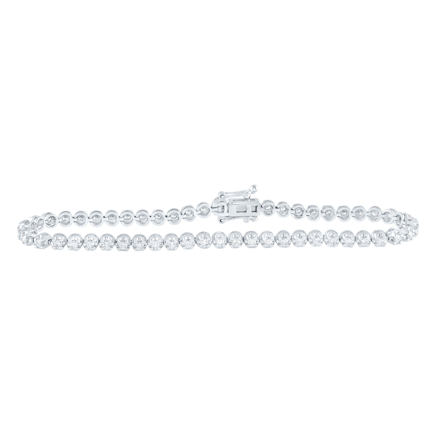 14K White Gold Womens Round Diamond Timeless Tennis Bracelet 1 Cttw