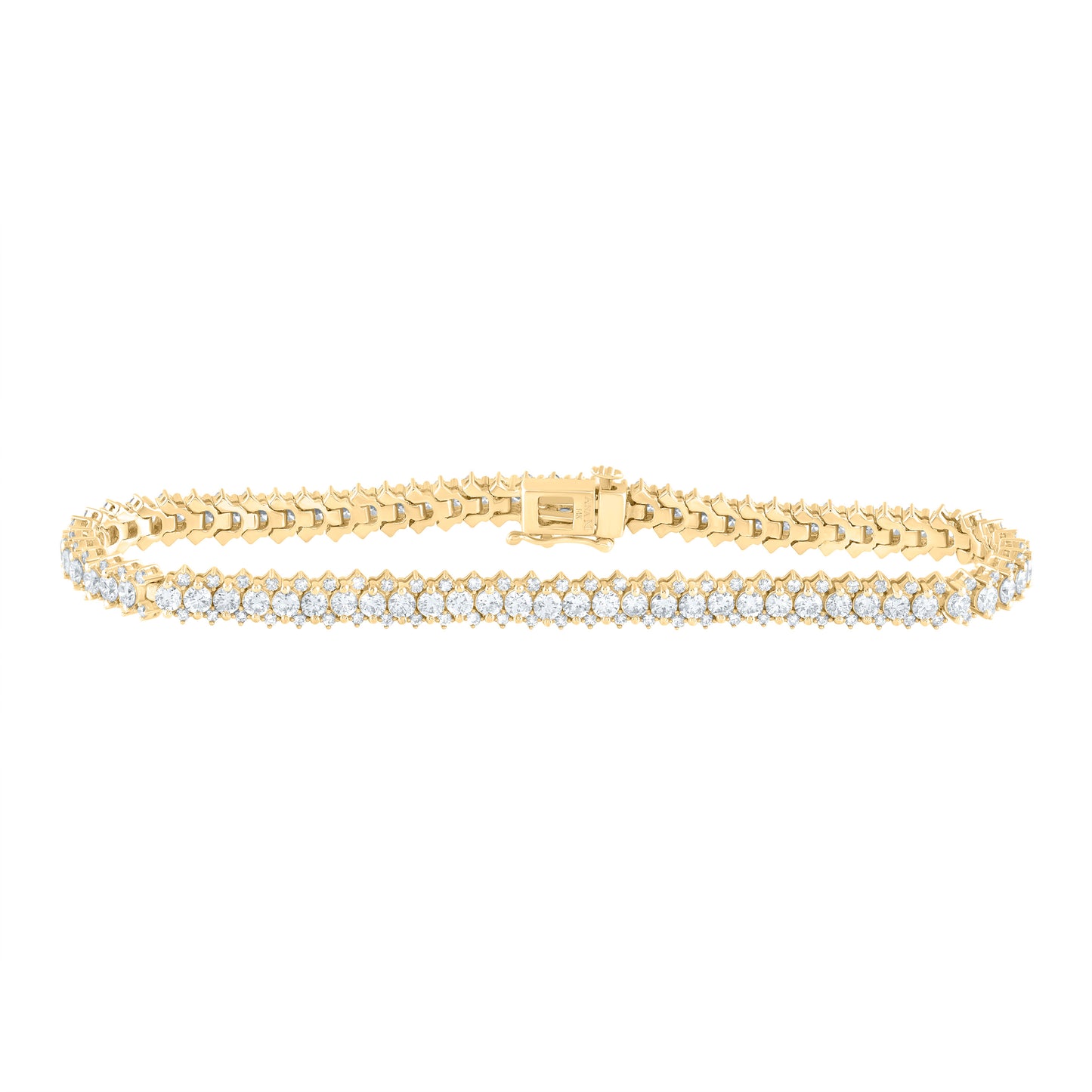 14K Yellow Gold Womens Round Diamond Single Row Tennis Bracelet 5 Cttw