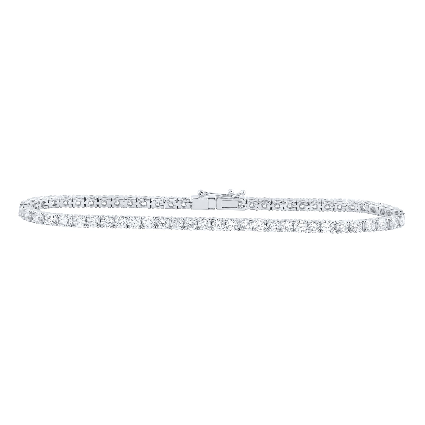 14K White Gold Womens Round Diamond Tennis Bracelet 6 Cttw