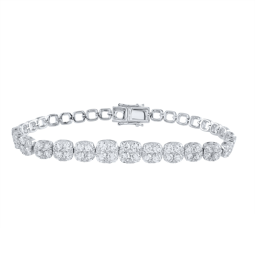 14K White Gold Womens Round Diamond Tennis Bracelet 7 Cttw