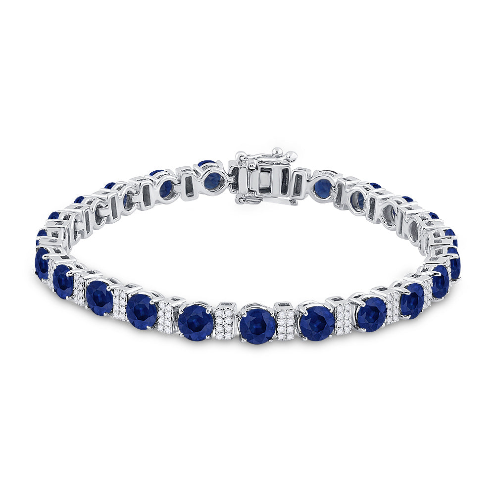 14kt White Gold 3/4ctw Diamond Ana M 14 1/2ct Sapphire Natural Gem Stone Bracelet