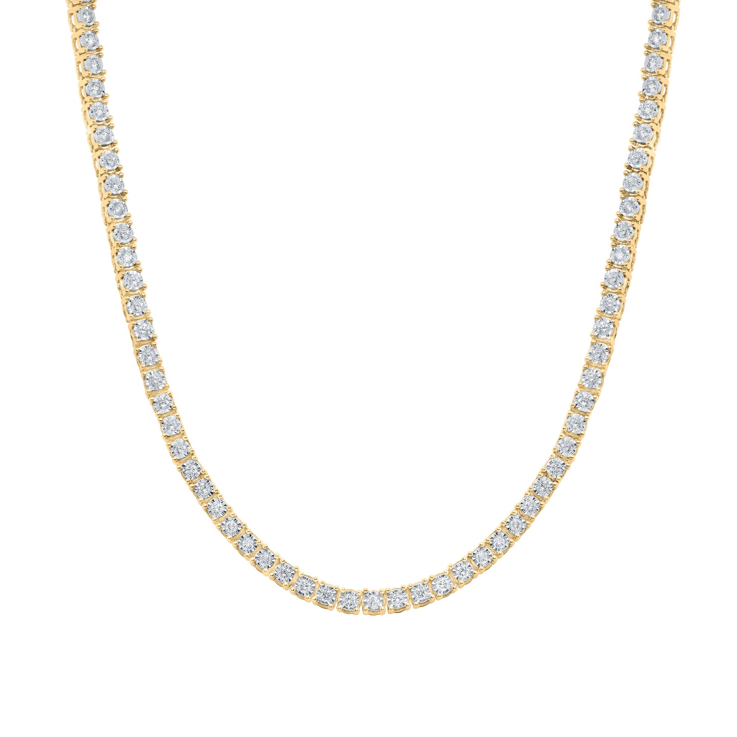 10K Yellow Gold Mens Round Diamond 20-inch Link Chain Necklace 2-7/8 Cttw, Length: 20 In