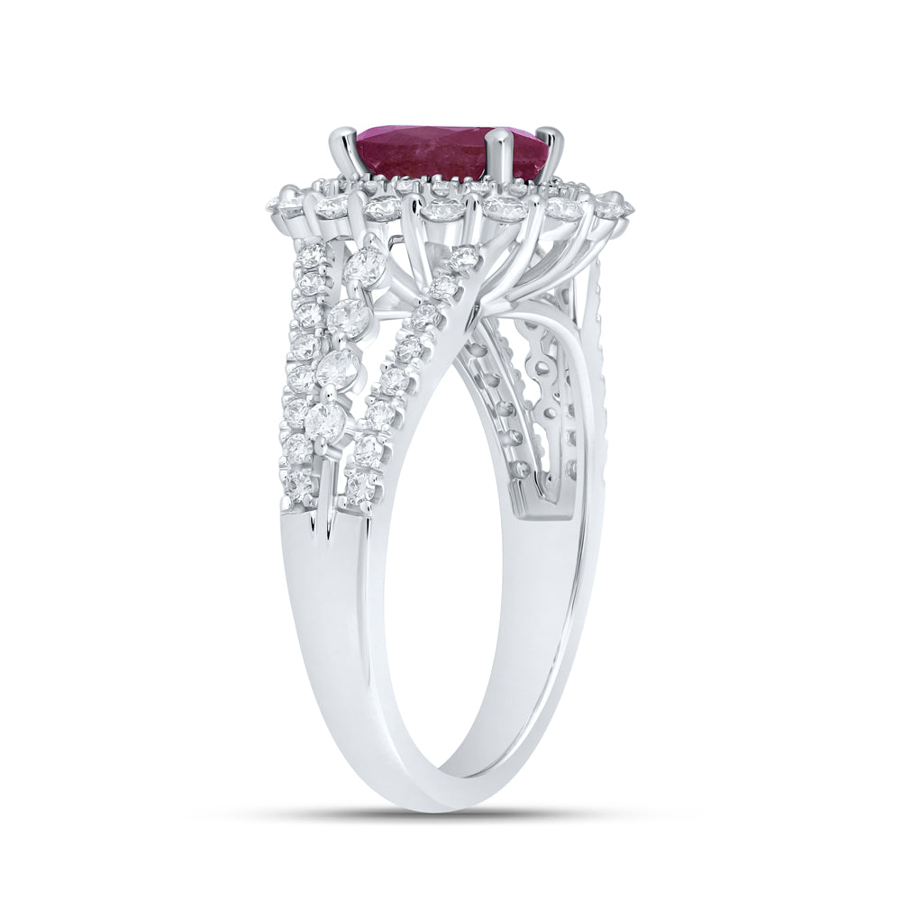 14K Yellow Or White Or Rose Gold Womens Oval Ruby Diamond Solitaire Ring, Womens Size: 5-10