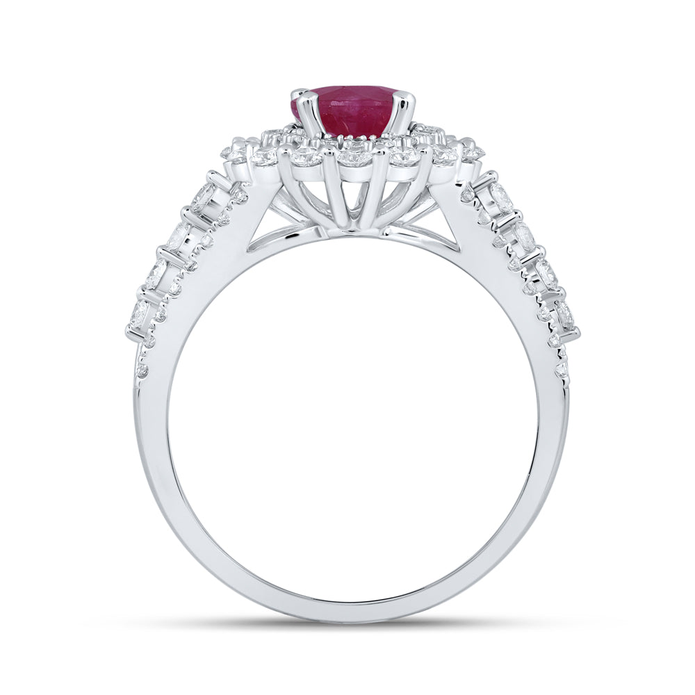 14K Yellow Or White Or Rose Gold Womens Oval Ruby Diamond Solitaire Ring, Womens Size: 5-10