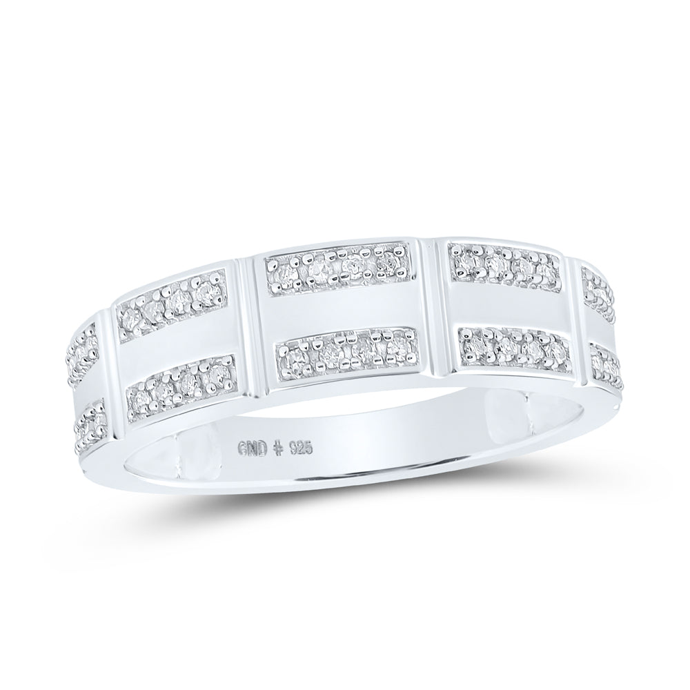 Sterling Silver His Hers Round Diamond Square Matching Wedding Set 1/2 Cttw, Womens Size: 5-10, Mens Size: 7-13