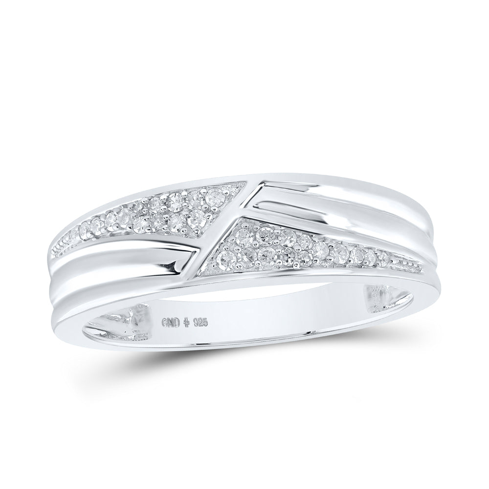 Sterling Silver His Hers Round Diamond Square Matching Wedding Set 1/2ctw, Womens Size: 5-10, Mens Size: 7-13