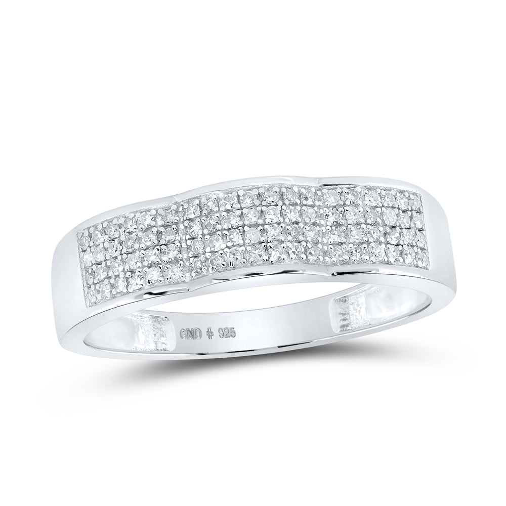 Sterling Silver His Hers Round Diamond Square Matching Wedding Set 7/8ctw, Womens Size: 5-10, Mens Size: 7-13