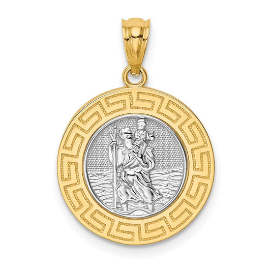 14k Yellow Gold and Rhodium St. Christopher Medal