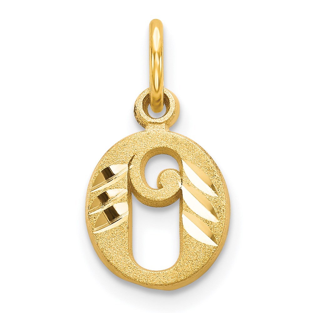 14K Yellow Gold Letter Q Initial Charm