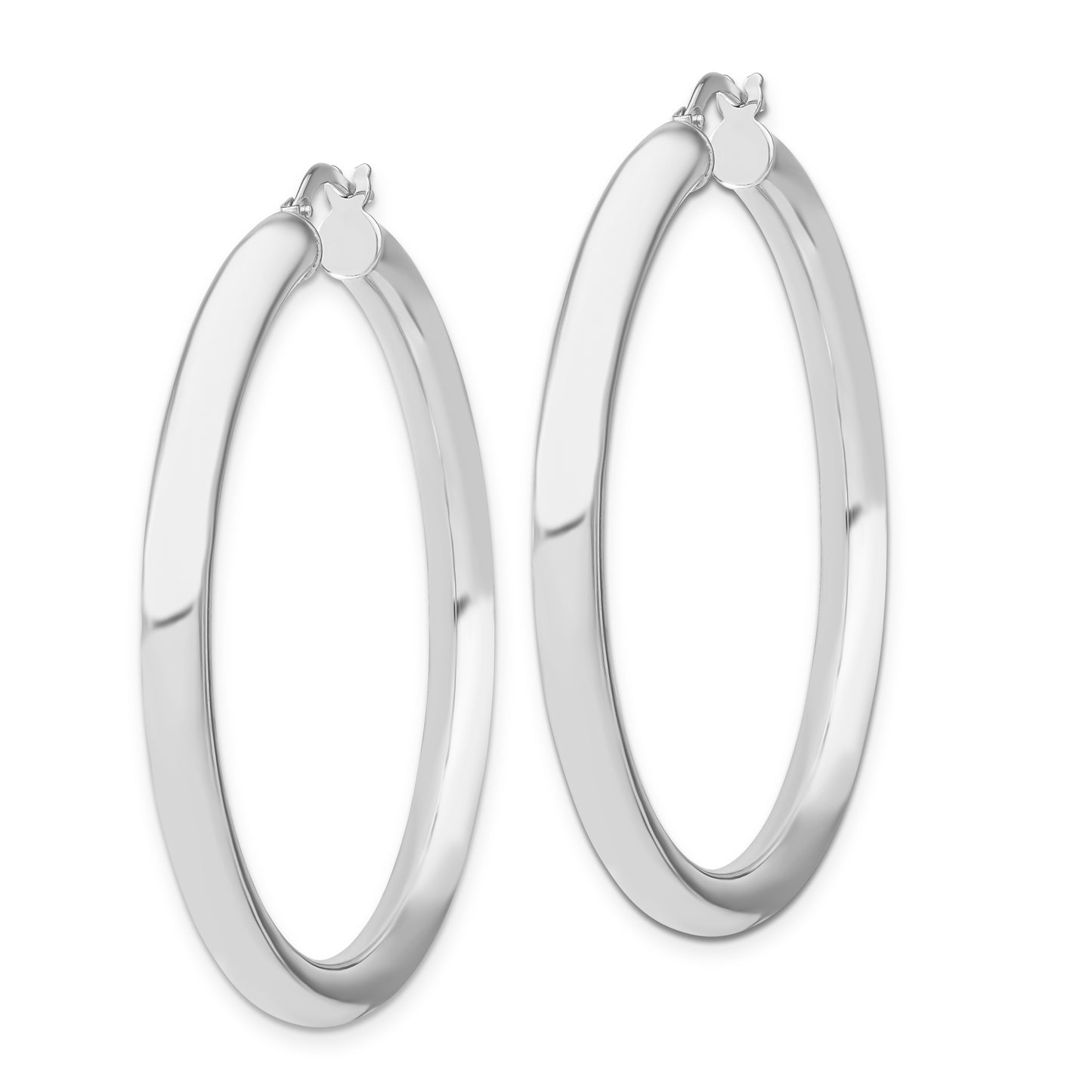 14K White Gold 4MM X 47MM POLISHED HOOP EARRING