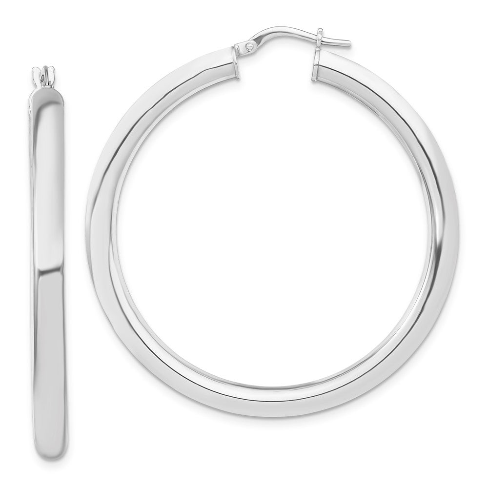 14K White Gold 4MM X 47MM POLISHED HOOP EARRING