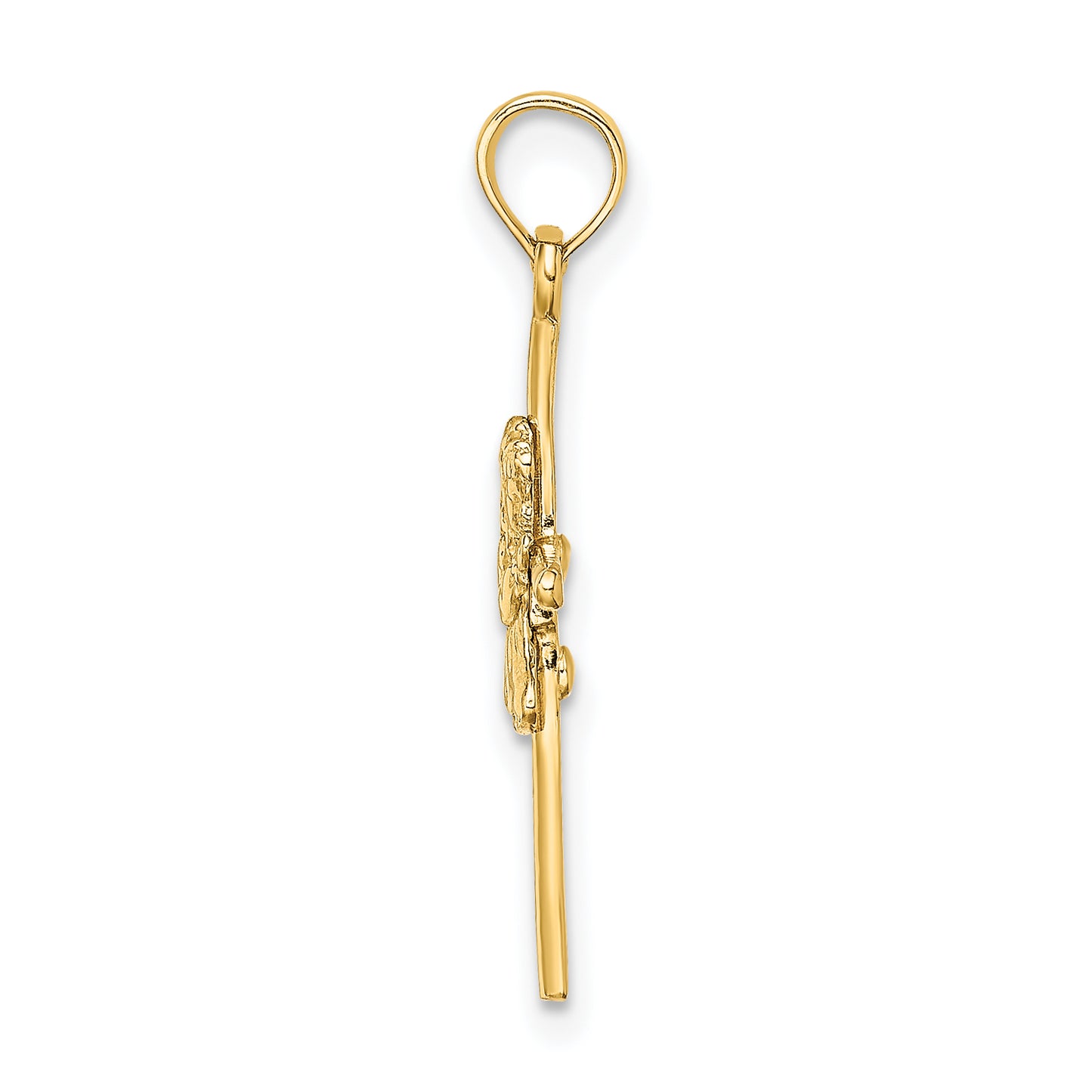 14K Yellow Gold Praying Girl Cross Charm