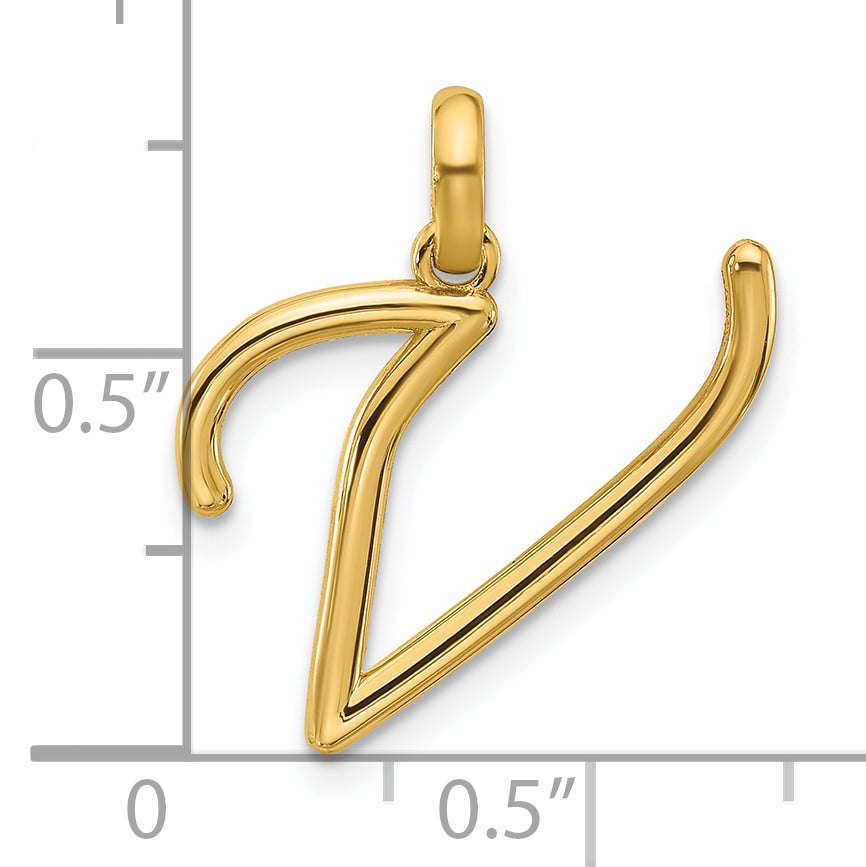 14K Yellow Gold Fancy Letter V