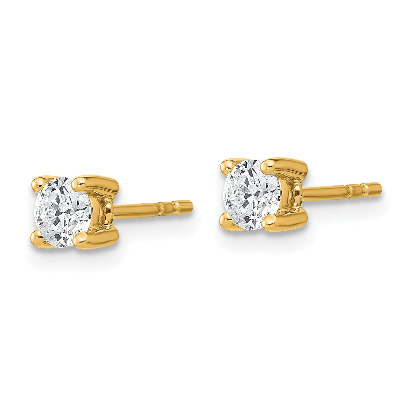 14K Yellow Gold 1/2 carat total weight Round VS/SI GH Lab Grown Diamond 4 Prong Stud Post Earrings