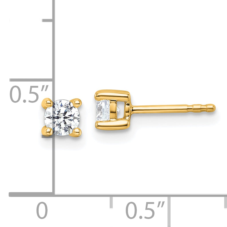 14K Yellow Gold 1/2 carat total weight Round VS/SI GH Lab Grown Diamond 4 Prong Stud Post Earrings