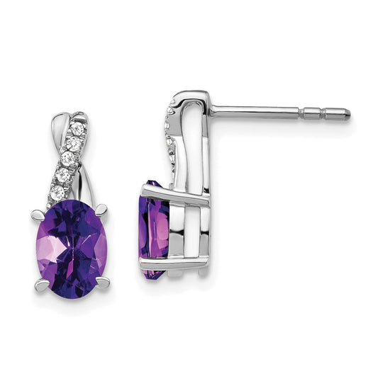 14k White Gold Amethyst and Diamond Earrings