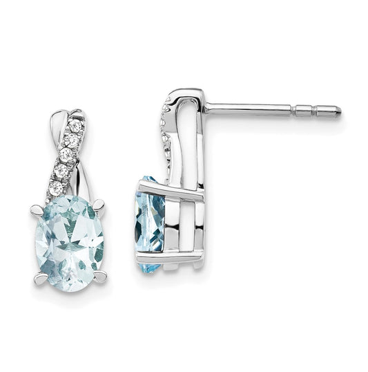 14K White Gold Aquamarine and Diamond Earrings