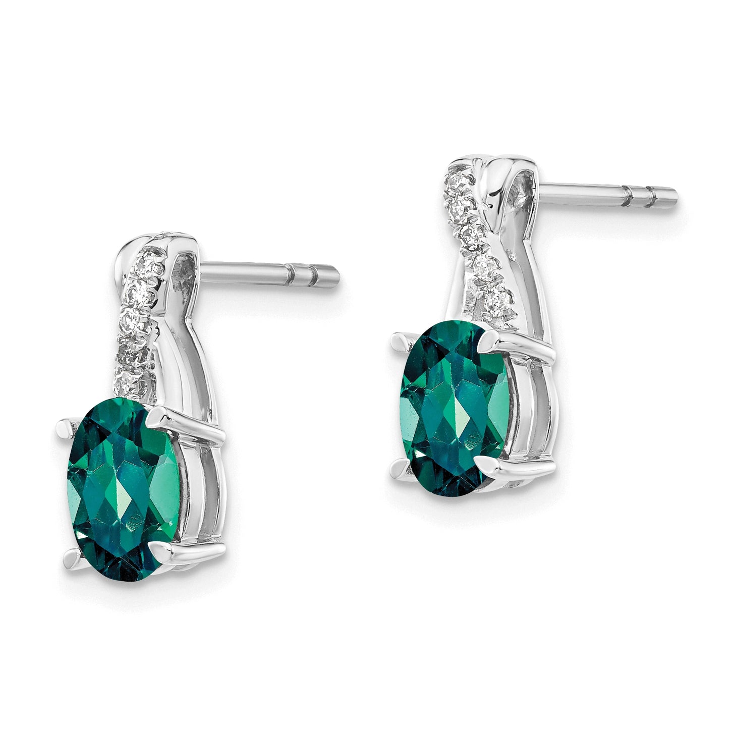 14K White Gold Created Alexandrite and Diamond Earrings