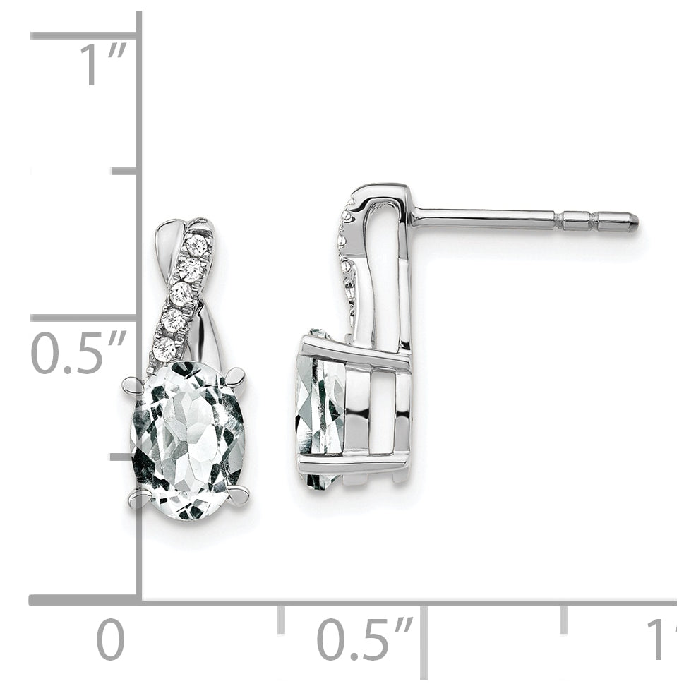 14K White Gold White Topaz and Diamond Earrings