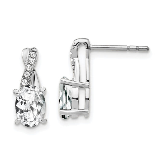 14K White Gold White Topaz and Diamond Earrings