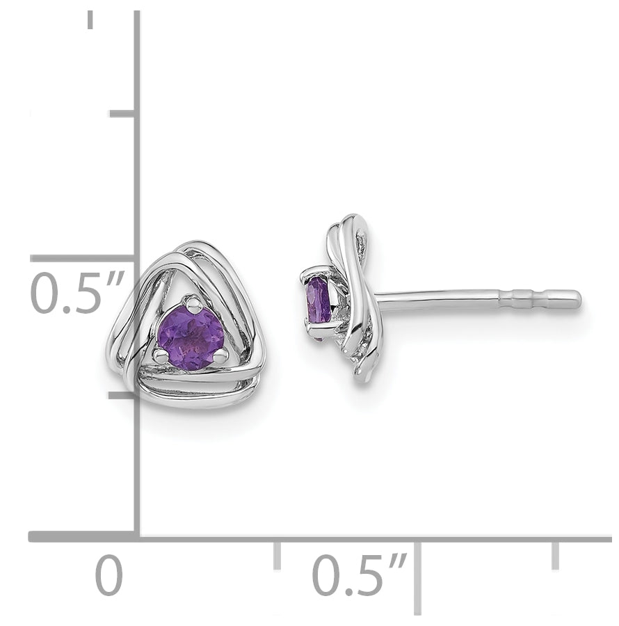 14k White Gold Amethyst Post Earrings