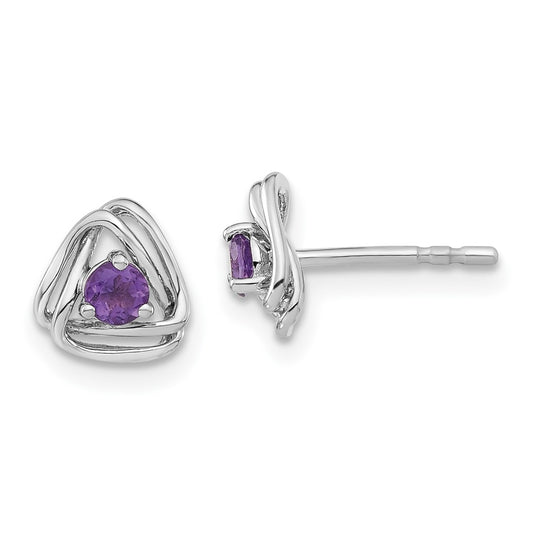 14k White Gold Amethyst Post Earrings