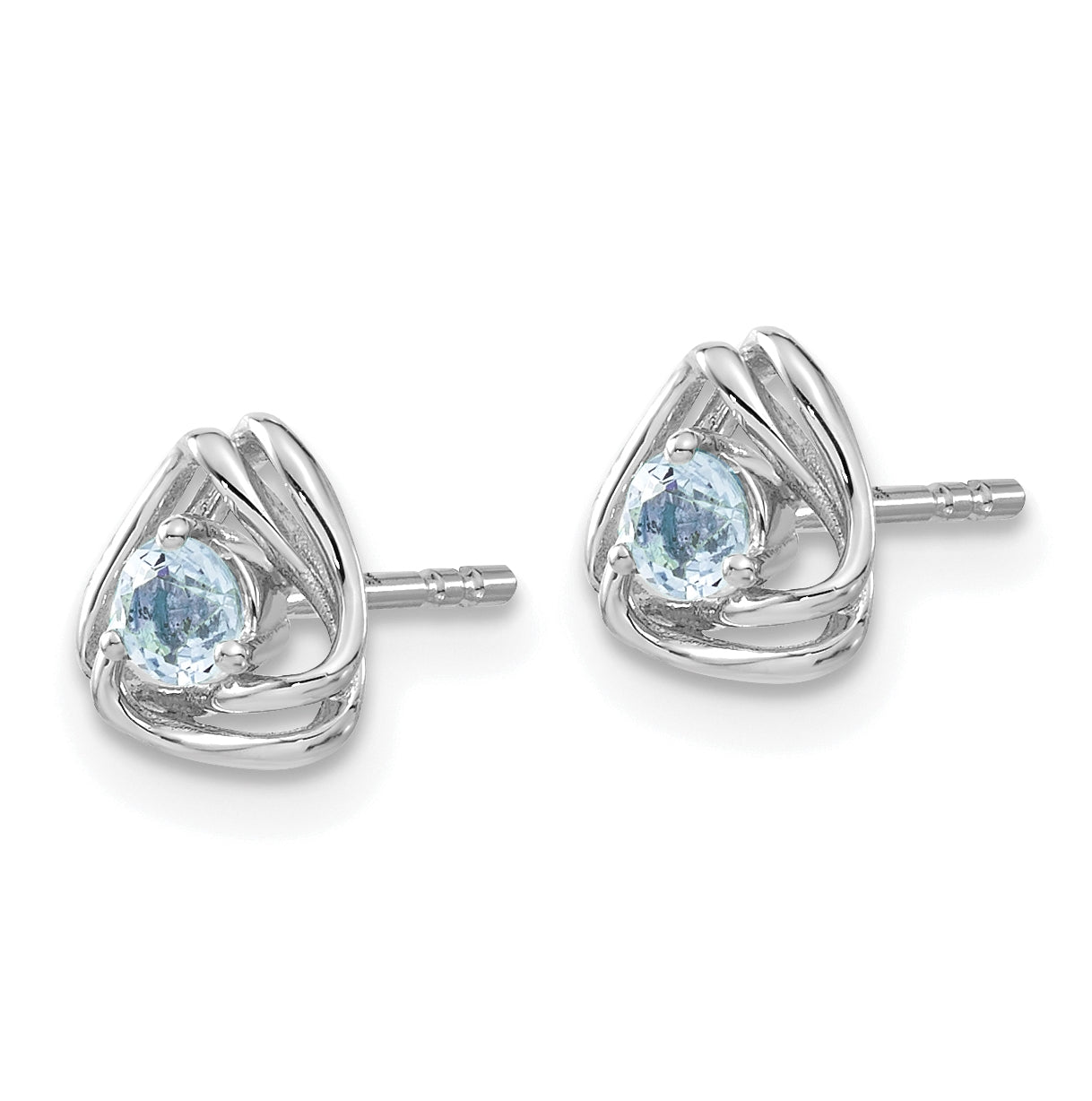 14k White Gold Blue Topaz Post Earrings