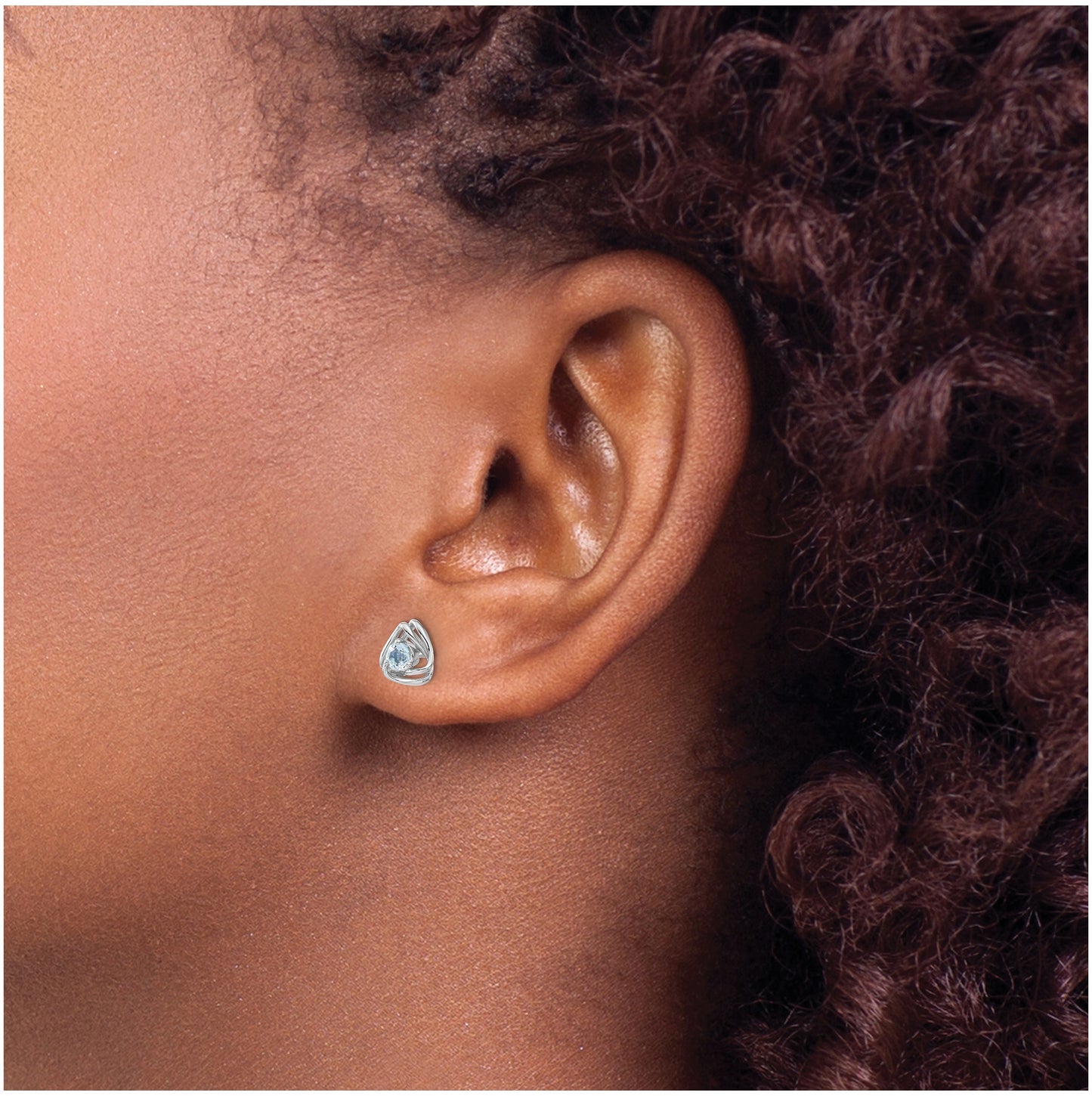 14k White Gold Blue Topaz Post Earrings