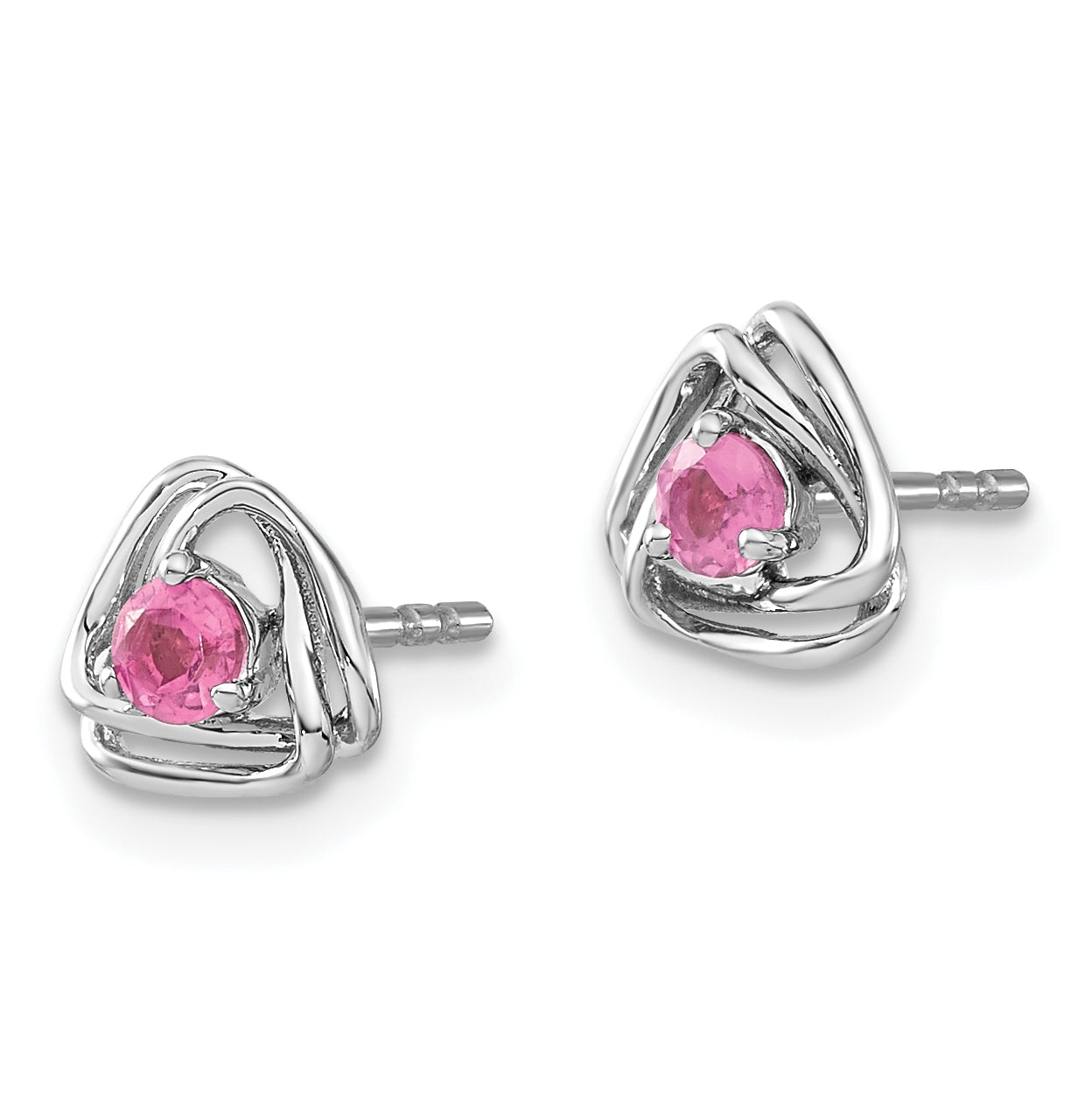 14k White Gold Pink Tourmaline Post Earrings