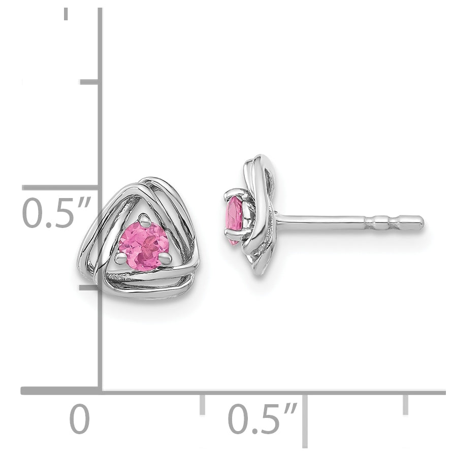 14k White Gold Pink Tourmaline Post Earrings