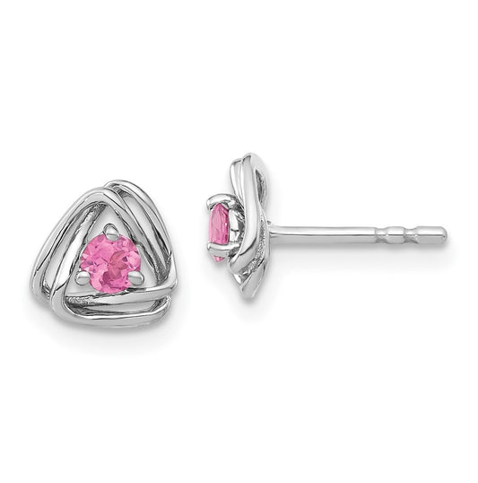 14k White Gold Pink Tourmaline Post Earrings