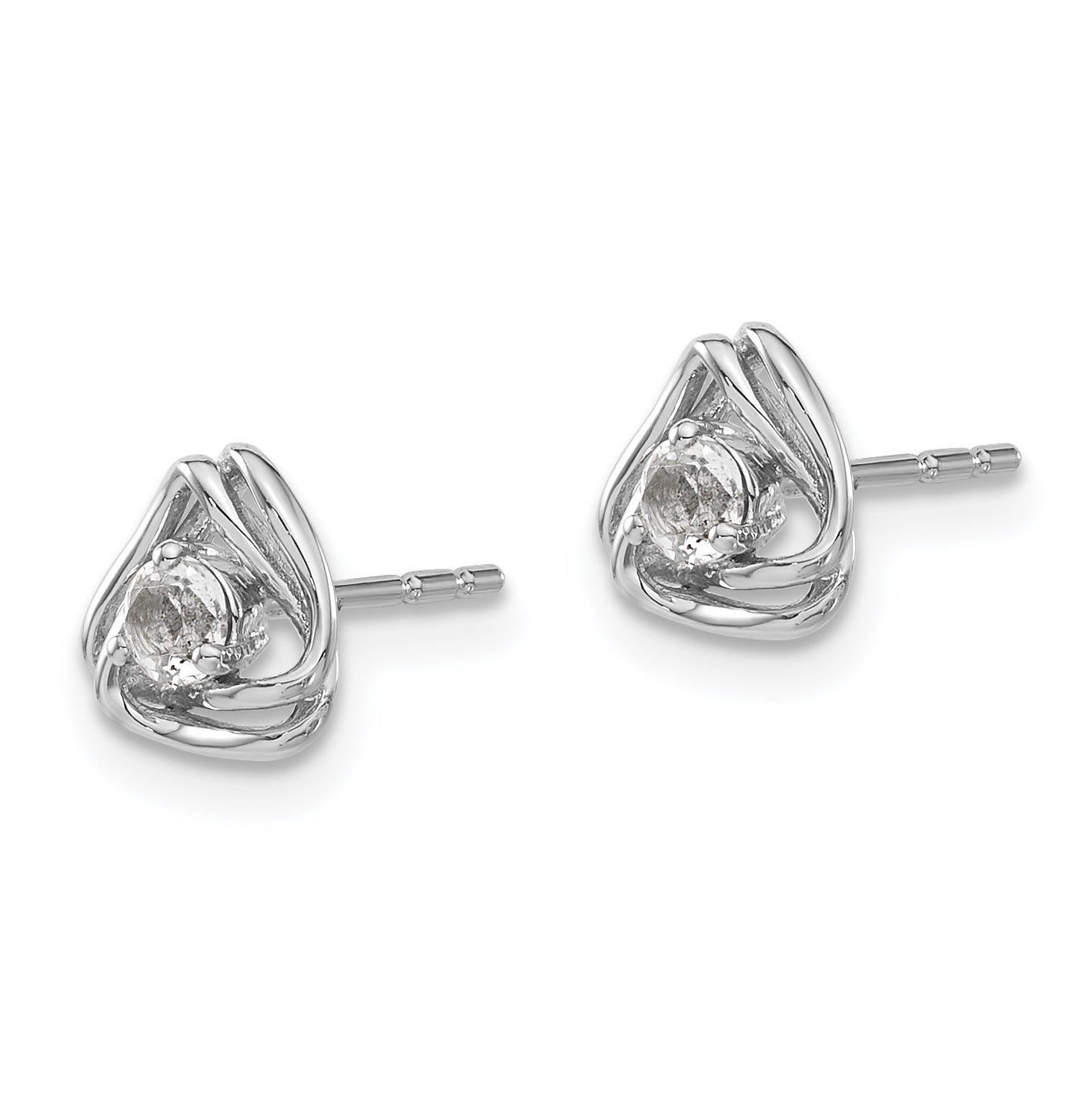 14k White Gold White Topaz Post Earrings