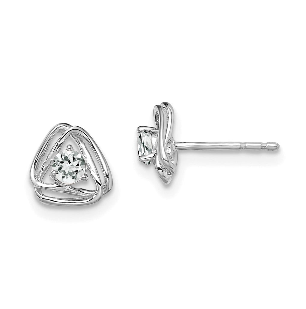 14k White Gold White Topaz Post Earrings