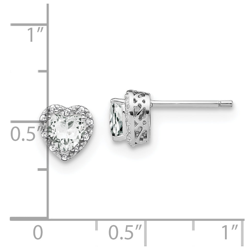 Sterling Silver Rhodium plated White Topaz and Diamond Earrings