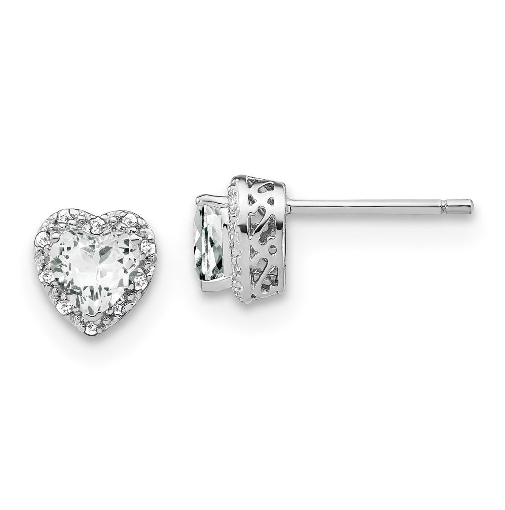 Sterling Silver Rhodium plated White Topaz and Diamond Earrings