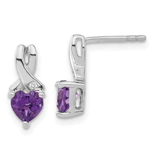 Sterling Silver Rhodium plated Amethyst & Diamond Earrings