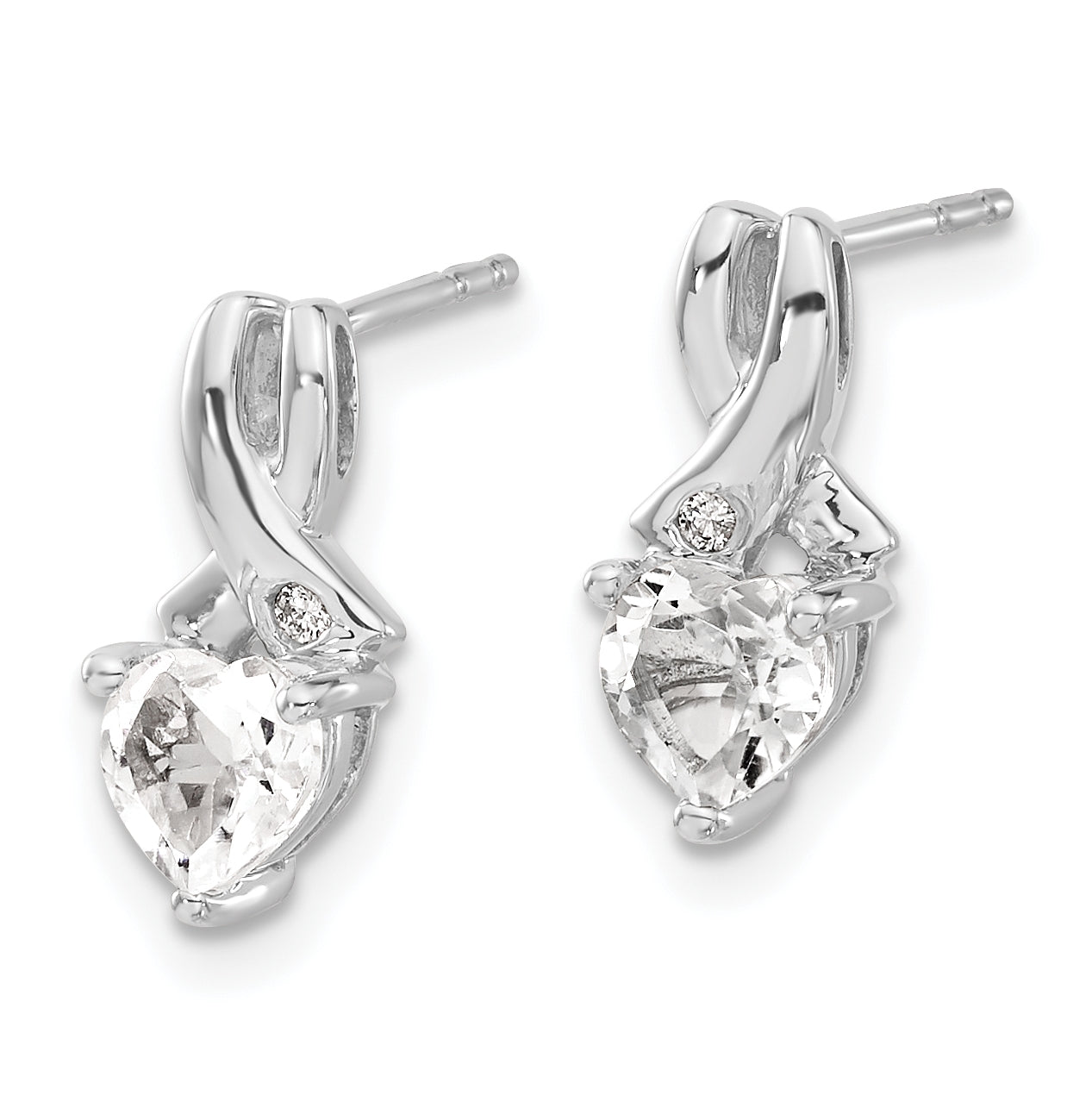 Sterling Silver Rhodium plated White Topaz & Diamond Earrings