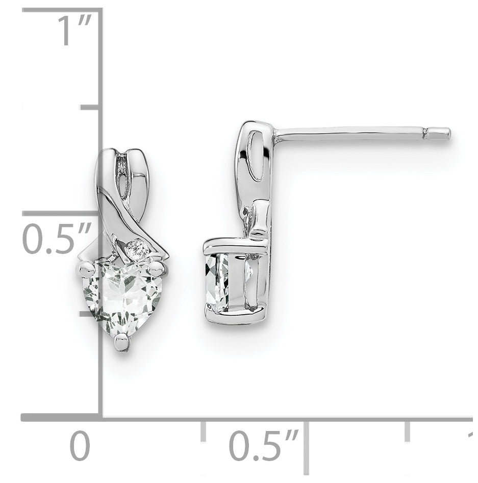 Sterling Silver Rhodium plated White Topaz & Diamond Earrings