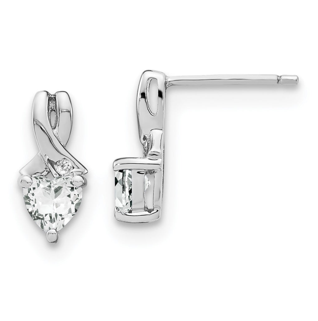 Sterling Silver Rhodium plated White Topaz & Diamond Earrings