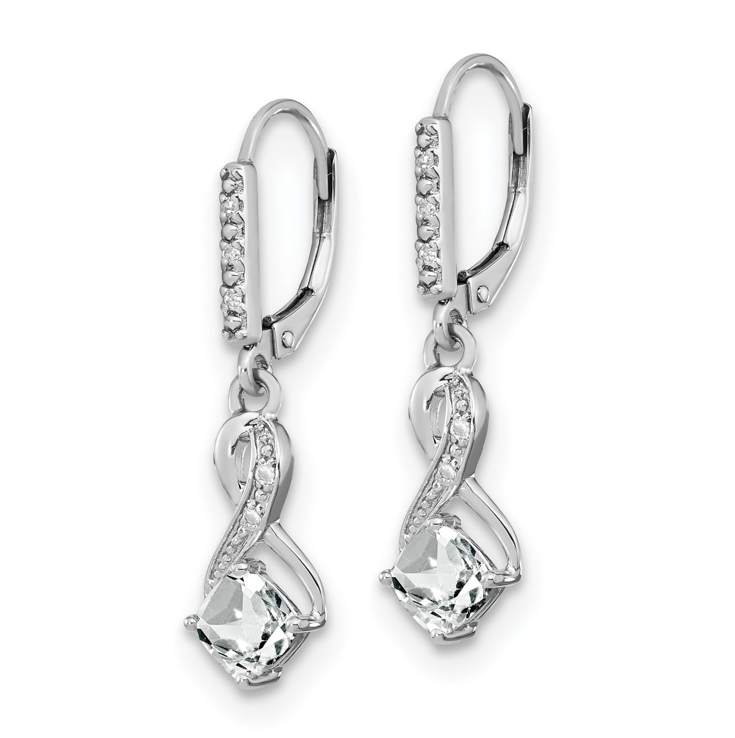 Sterling Silver Rhodium plated White Topaz and Diamond Earring