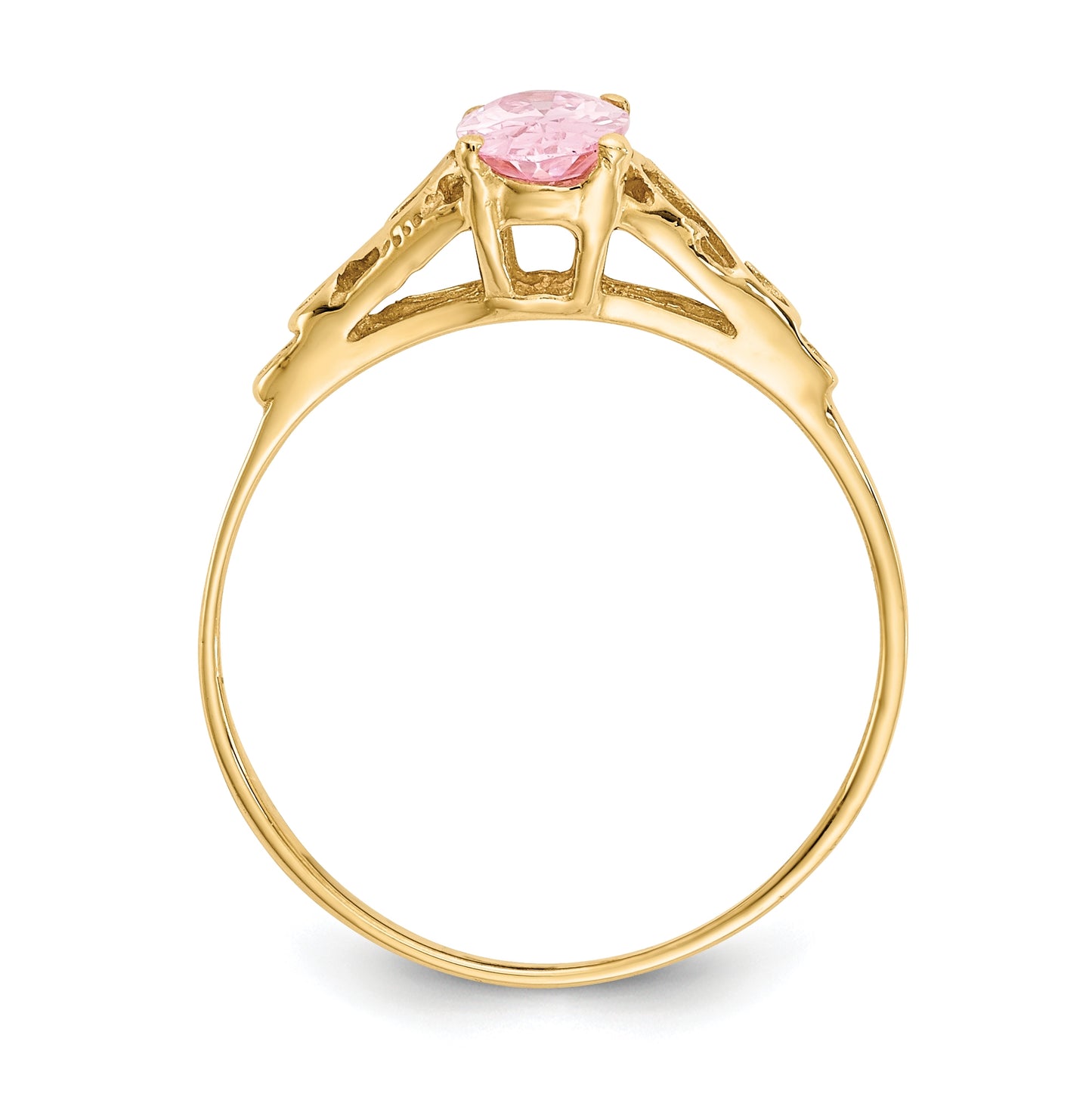 14K Yellow Gold Madi K Synthetic Rose Zircon Ring