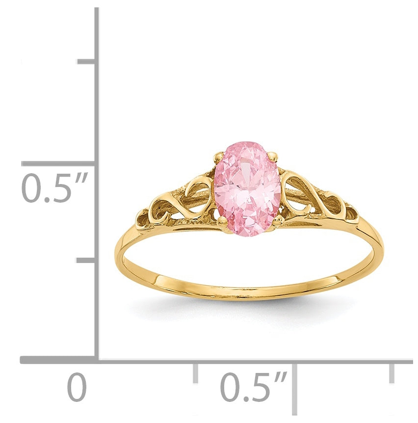 14K Yellow Gold Madi K Synthetic Rose Zircon Ring