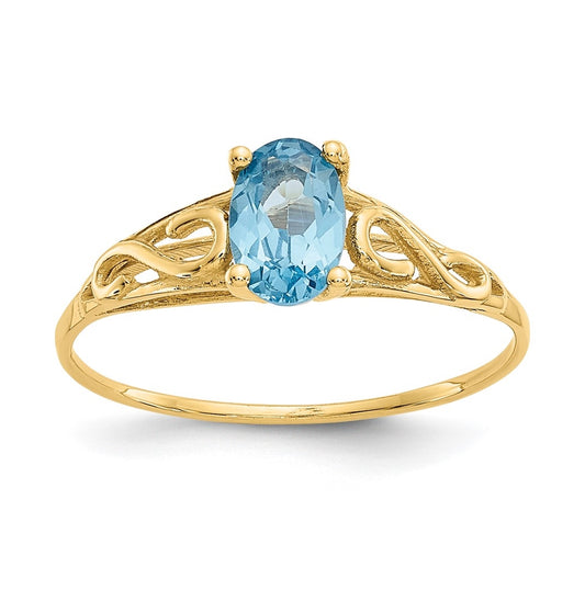 14K Yellow Gold Madi K Synthetic Blue Zircon Ring