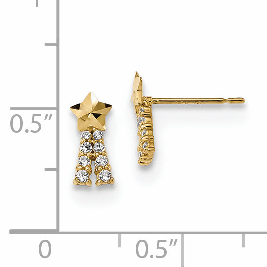 14K Yellow Gold Madi K Kids Cubic Zirconia Shooting Star Post Earrings