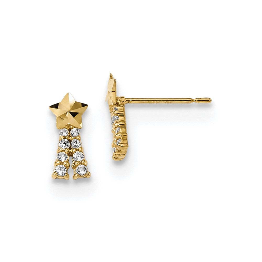 14K Yellow Gold Madi K Kids Cubic Zirconia Shooting Star Post Earrings