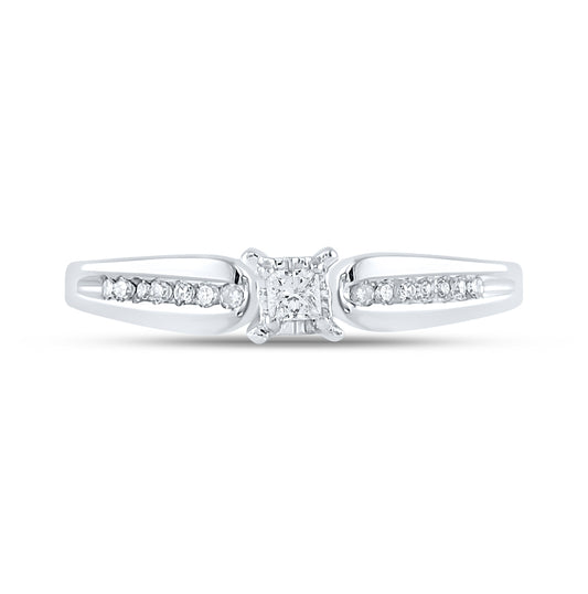 10K White Gold Womens Princess Diamond Solitaire Promise Ring 1/6 Cttw, Womens Size: 5-10