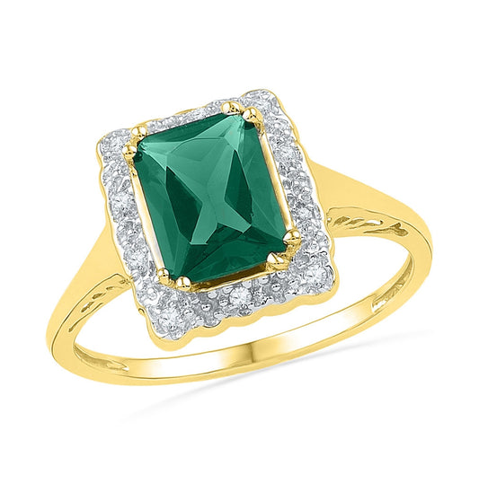 10kt Yellow Gold Womens Emerald Lab-created Emerald Solitaire Ring 1-3/4 Cttw