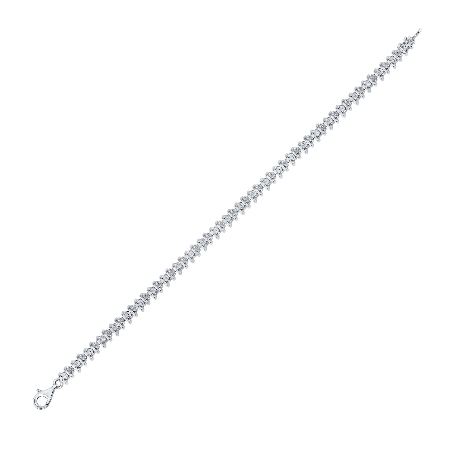 Sterling Silver Womens Round Diamond Tennis Bracelet 1/10 Cttw